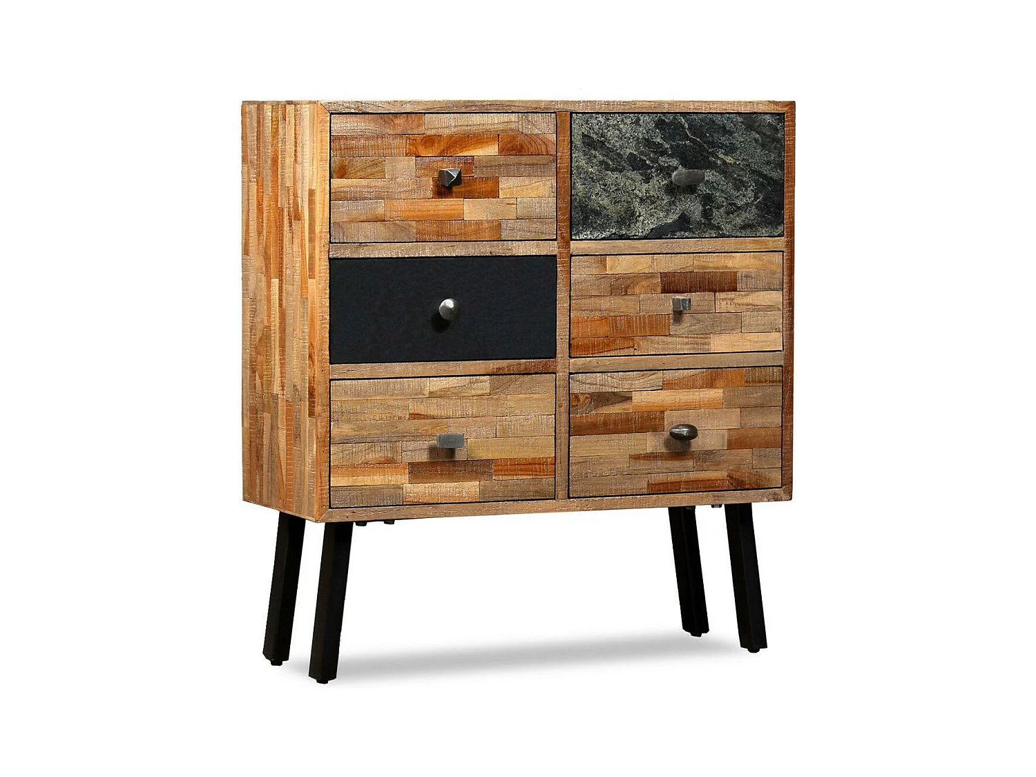 Aparador buffet mueble consola mueble de almacenamiento lateral con 6 cajones teca maciza recuperada marrón 4402111