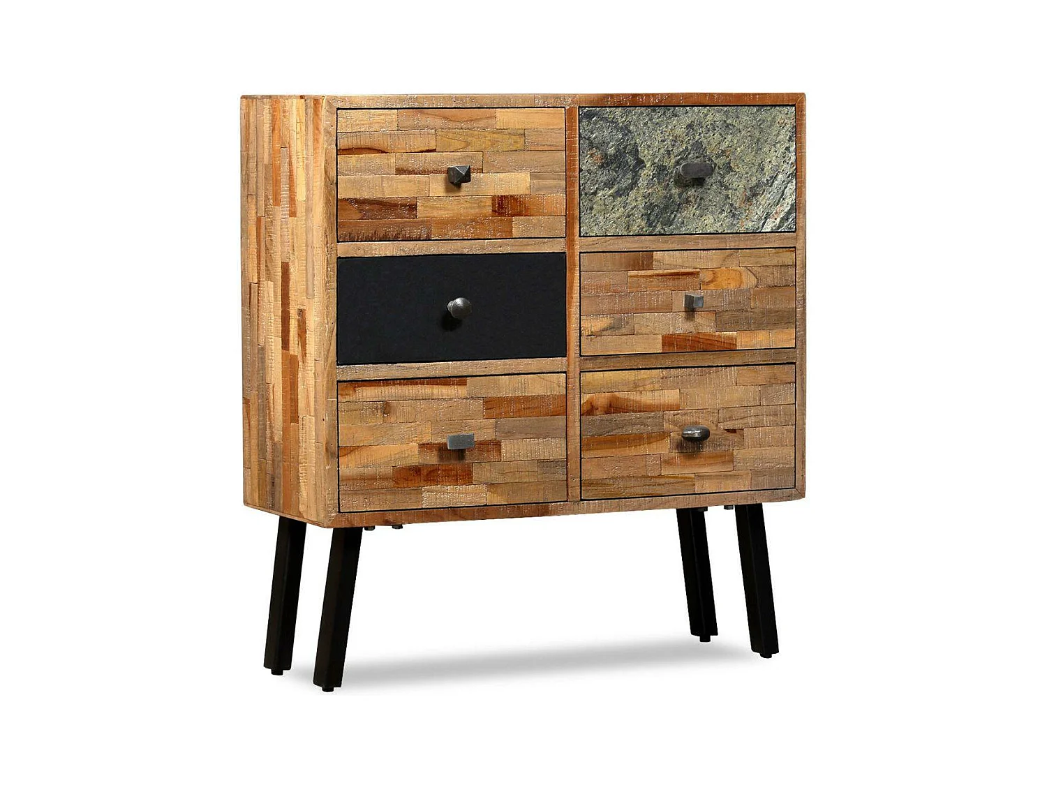 Aparador buffet mueble consola mueble de almacenamiento lateral con 6 cajones teca maciza recuperada marrón 4402111