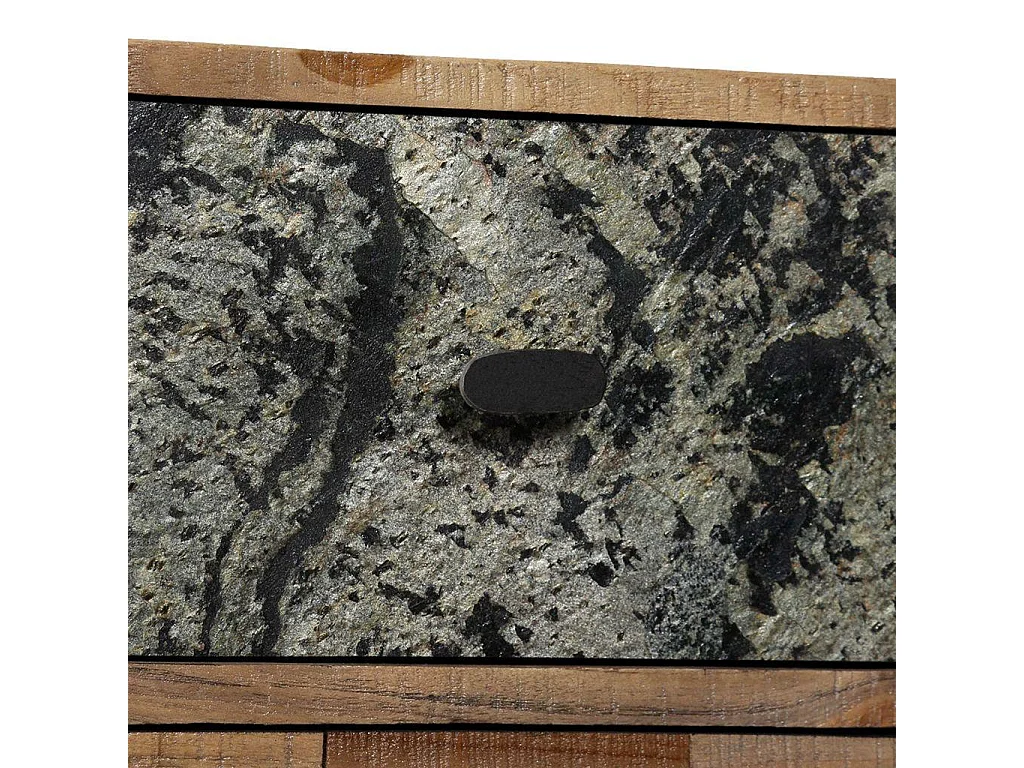 Aparador buffet móvel de armazenamento lateral com 6 gavetas teca recuperada marrom maciço 4402111