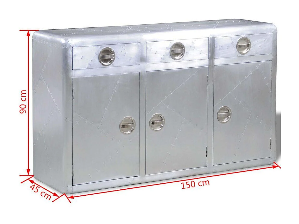 bahut armoire console aluminium grise 60 x 30 x 75 cm 4402076