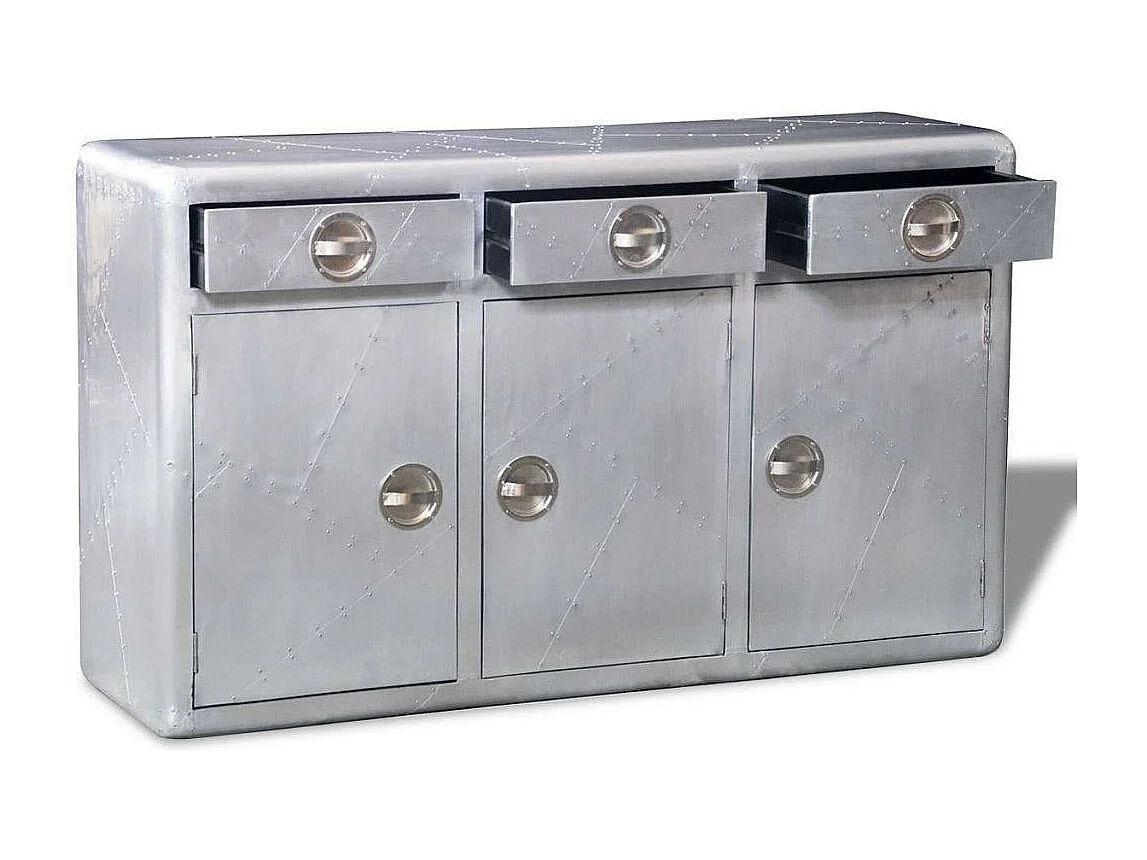 bahut armoire console aluminium grise 60 x 30 x 75 cm 4402076