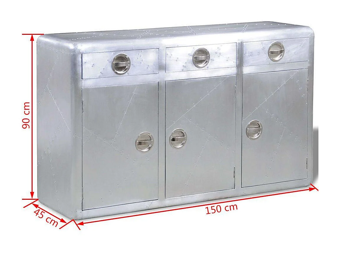 bahut armoire console aluminium grise 60 x 30 x 75 cm 4402076