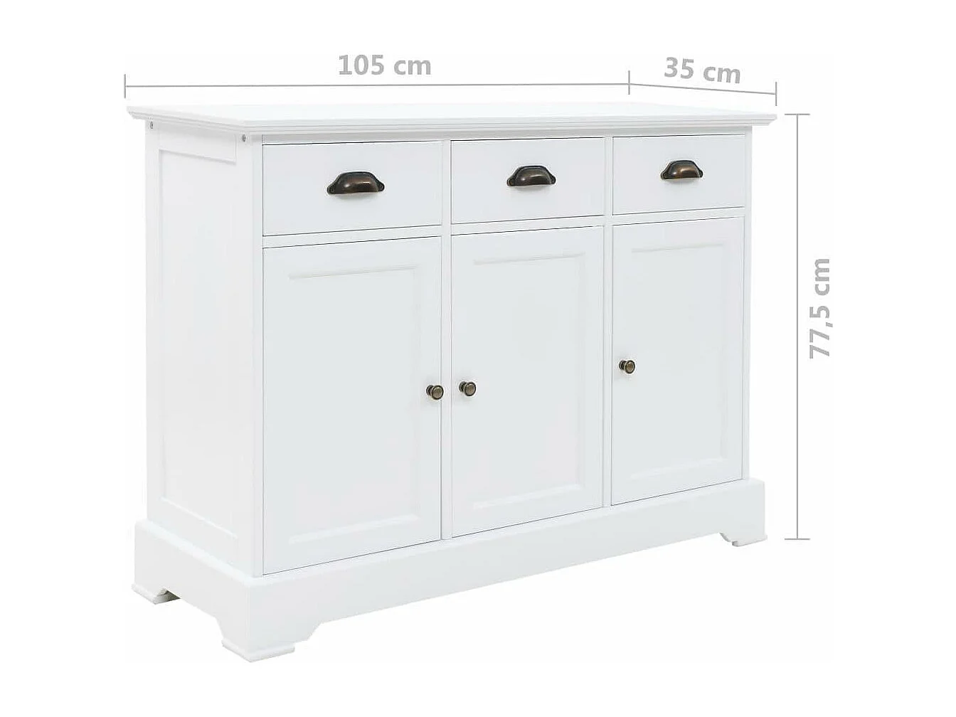 Credenza credenza consolle mobile contenitore con 3 ante in MDF e legno di pino 105 cm 4402117