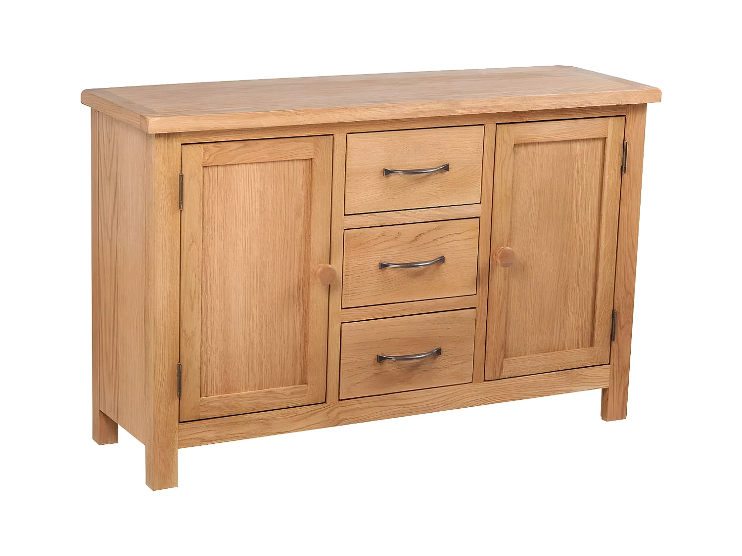 Buffet bahut armoire console meuble de rangement avec 3 tiroirs 110 cm bois de chêne massif 4402244