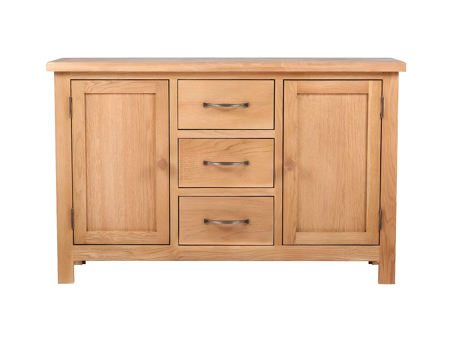 Buffet bahut armoire console meuble de rangement avec 3 tiroirs 110 cm bois de chêne massif 4402244