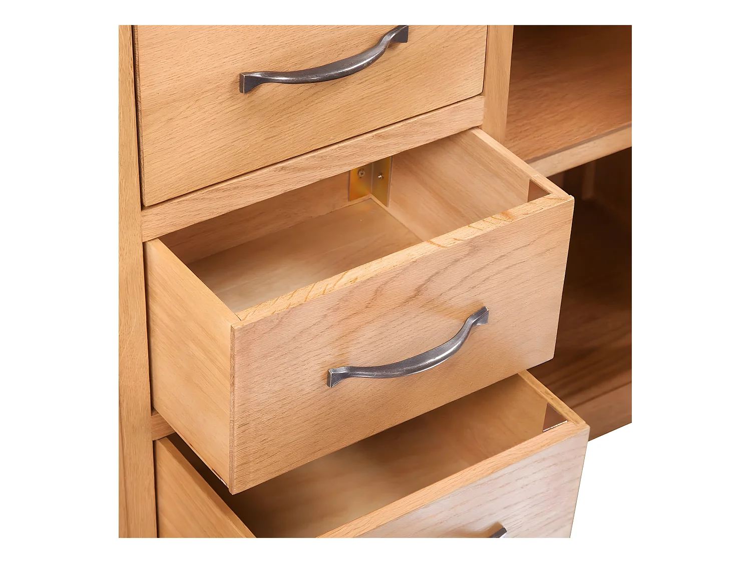 Buffet bahut armoire console meuble de rangement avec 3 tiroirs 110 cm bois de chêne massif 4402244