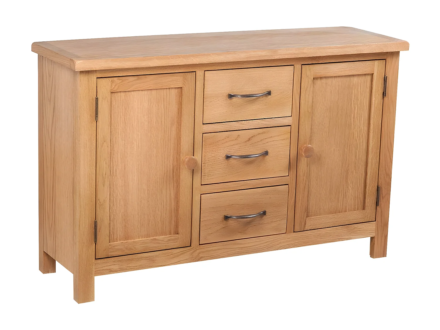 Aparador mueble buffet con 3 cajones y 2 armarios 110 cm madera maciza roble 4402244