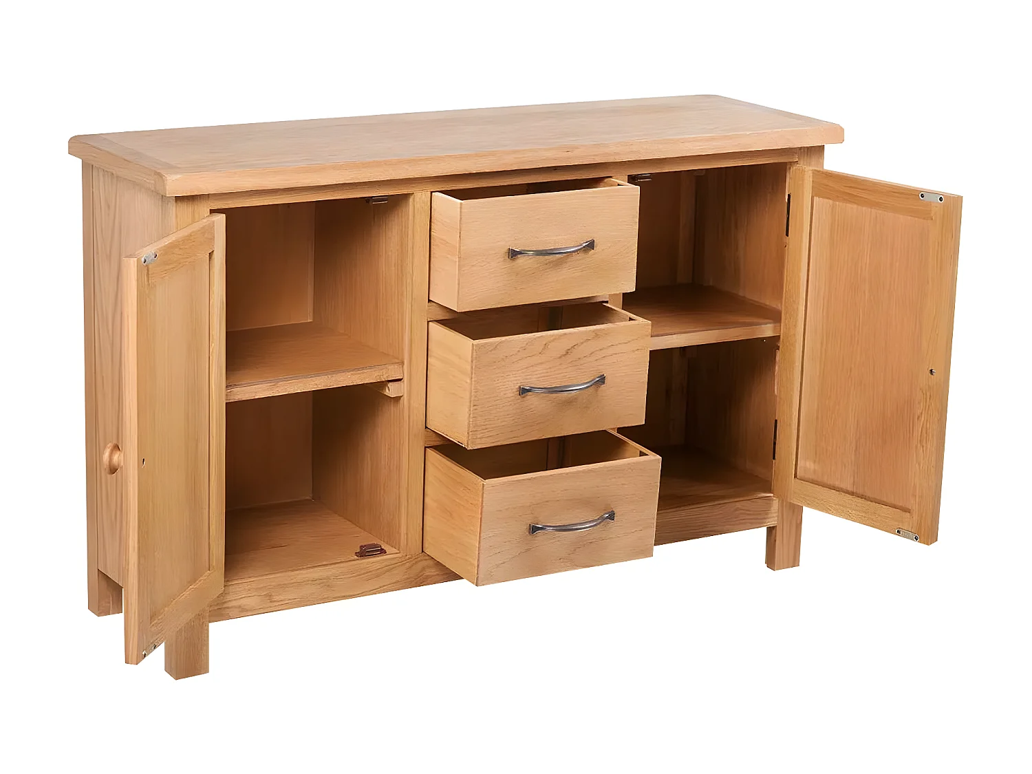 Aparador mueble buffet con 3 cajones y 2 armarios 110 cm madera maciza roble 4402244