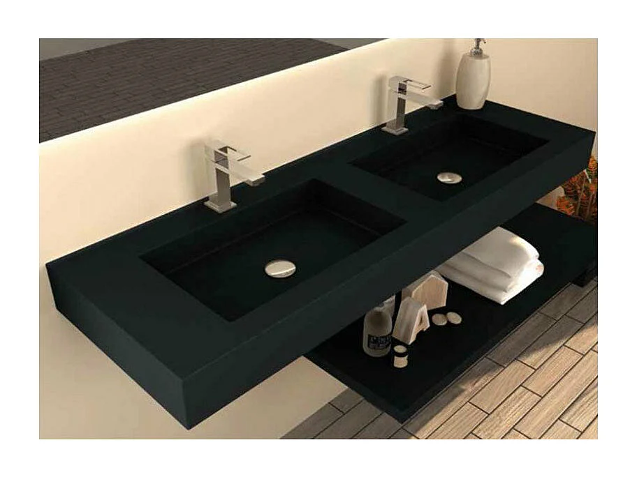 Doppelwaschbecken zur Wandmontage mit Schieferoberfläche CLEVER DUO (alle Farben) Cappuccino