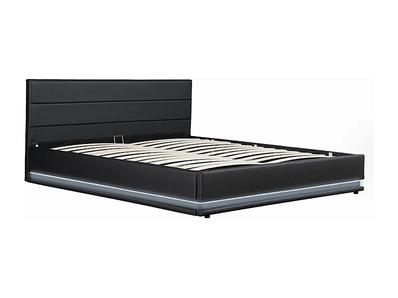 Lit LED avec coffre "Anastasia" - 160 x 200 cm - Noir