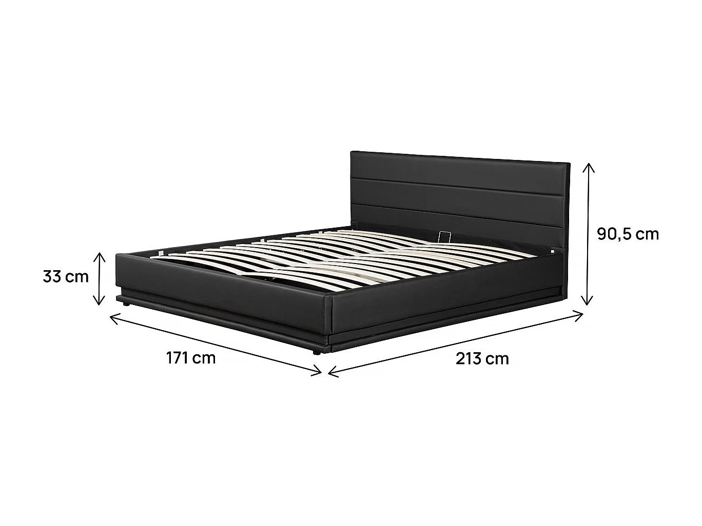 Lit LED avec coffre "Anastasia" - 160 x 200 cm - Noir