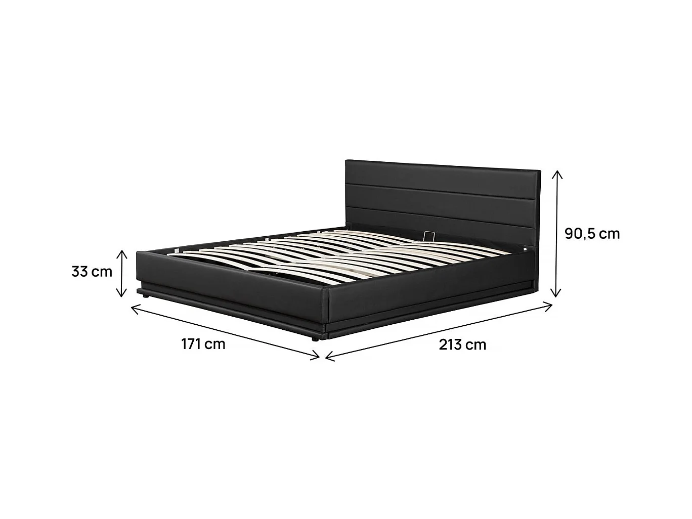 Cama con LED "Anastasia"- 160 x 200 cm - Negro
