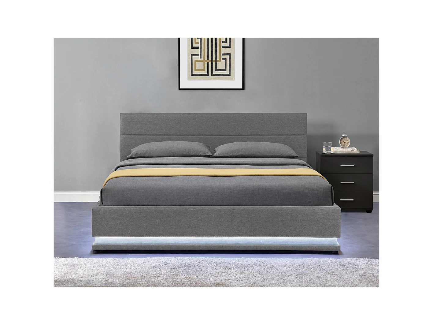 LED-bed met opbergbox "Anastasia" - 180 x 200 - Donkergrijs, modern design met LED-verlichting en praktische opbergruimte