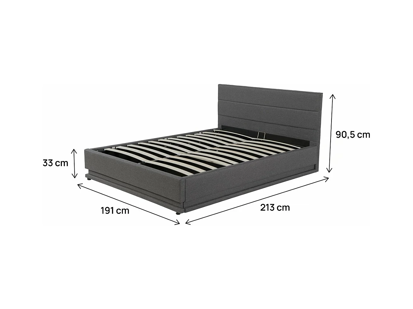 LED-bed met opbergbox "Anastasia" - 180 x 200 - Donkergrijs, modern design met LED-verlichting en praktische opbergruimte