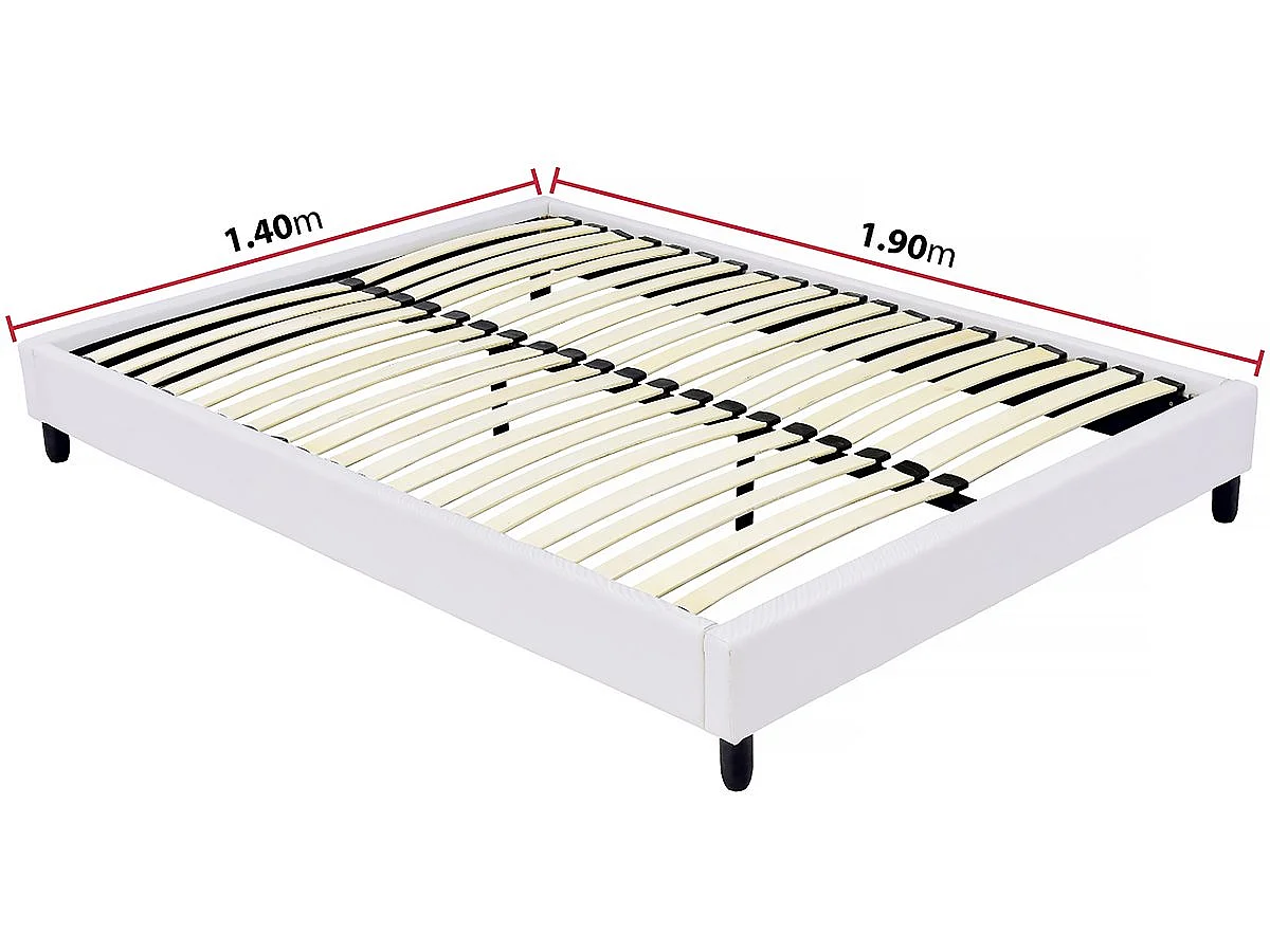 Bed bedframe met lattenbodem  - 140 x 190 cm - 20 latten - Wit