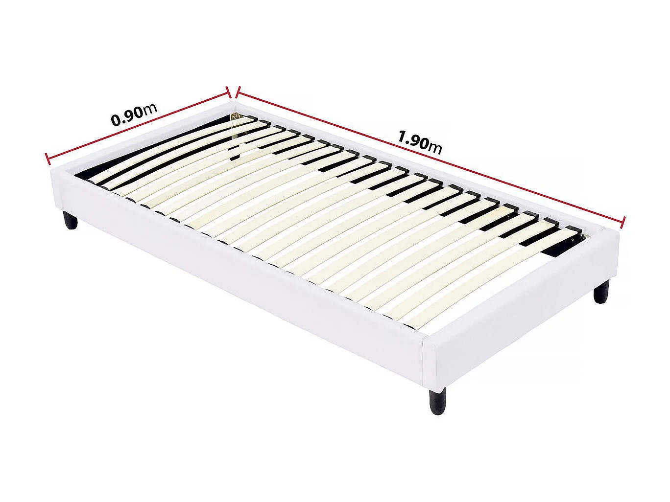 Sommier tapissier à lattes - 90 x 190 cm - 20 lattes - Blanc