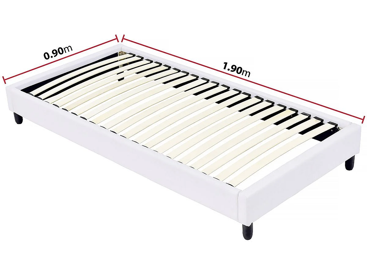 Bed bedframe met lattenbodem - 90 x 190 cm - 20 latten - Wit