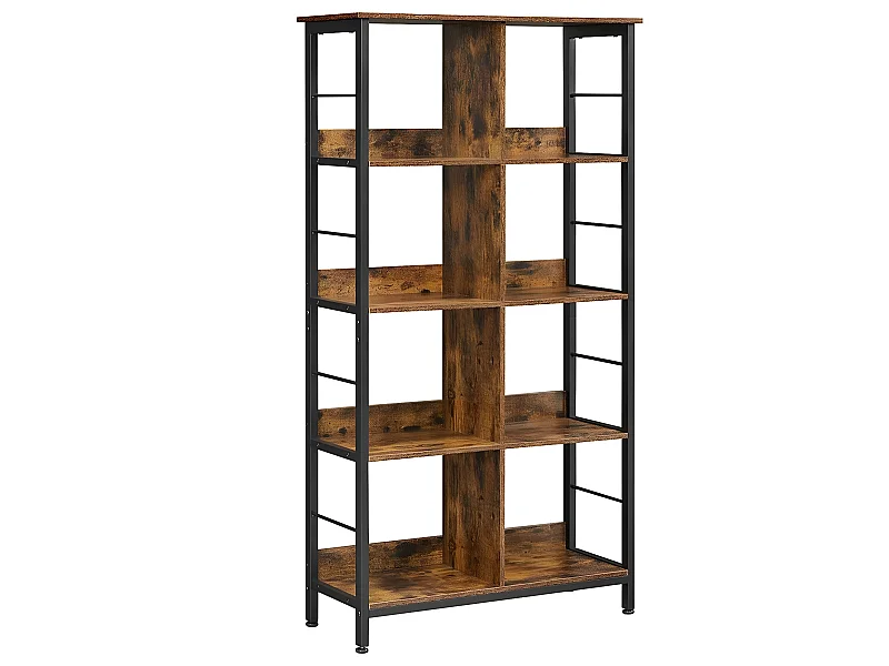 Estantería 8 compartimentos estantería abierta mueble de almacenaje para despacho salón dormitorio 80x33x149 cm estilo industrial rústico marrón y negro 12_0001470