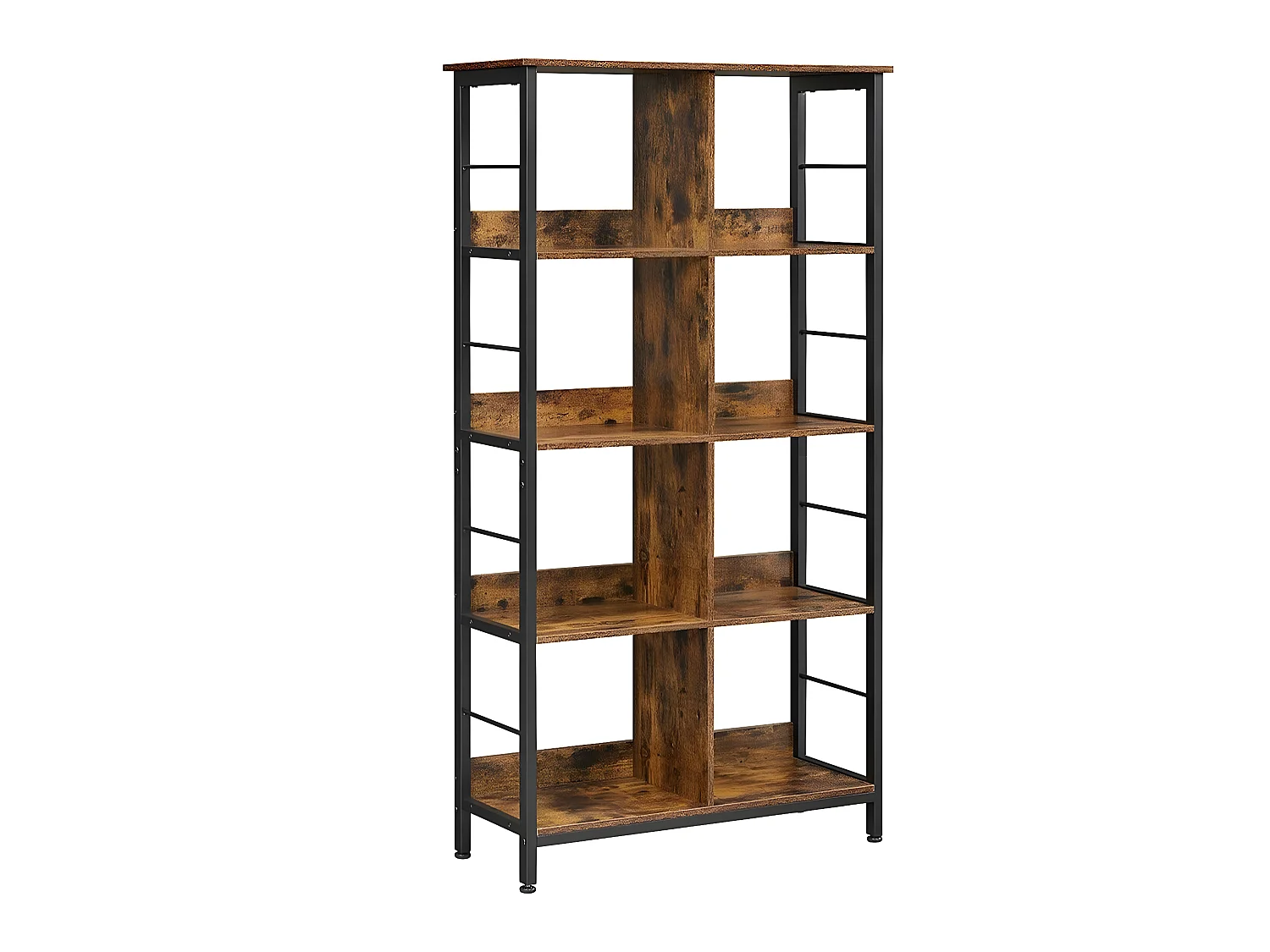 Libreria 8 scomparti libreria a giorno per ufficio soggiorno camera da letto 80 x 33 x 149 cm stile industriale rustico marrone e nero 12_0001470