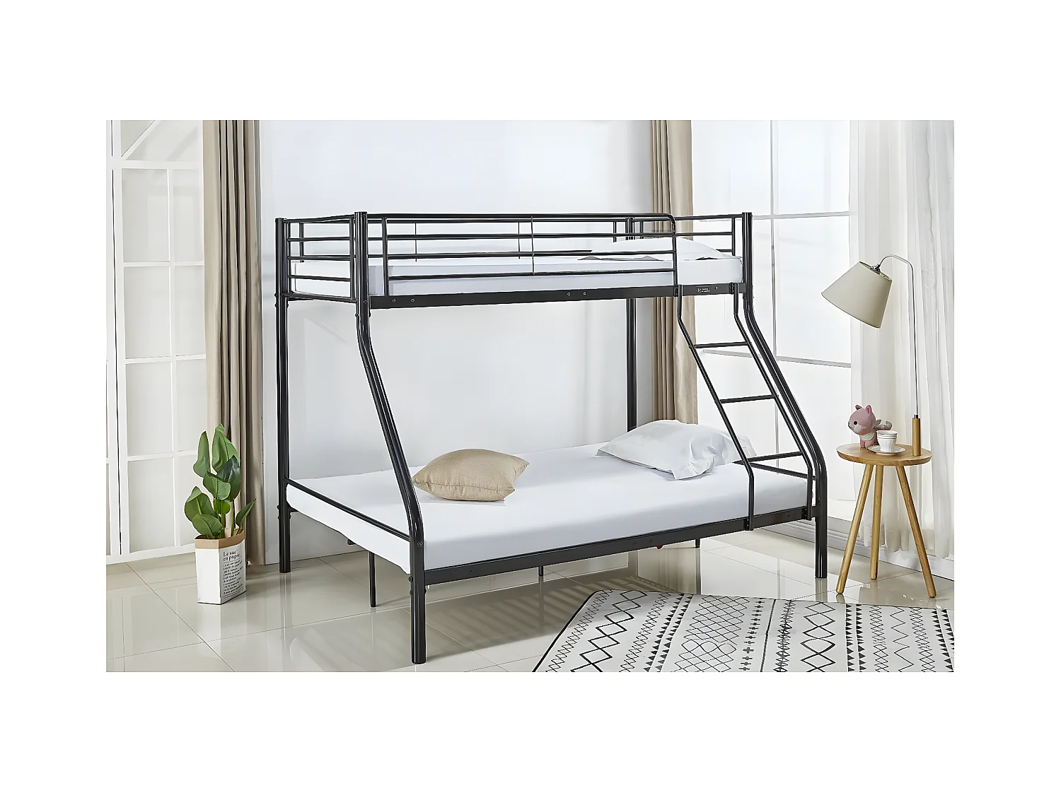 Letto a castello in metallo  "Leo" - Nero