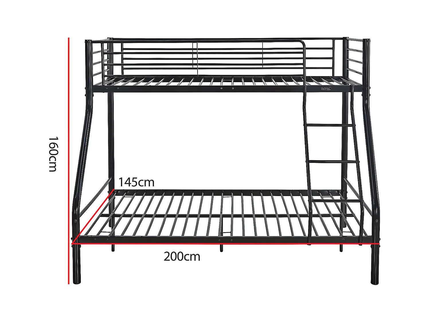 Letto a castello in metallo  "Leo" - Nero