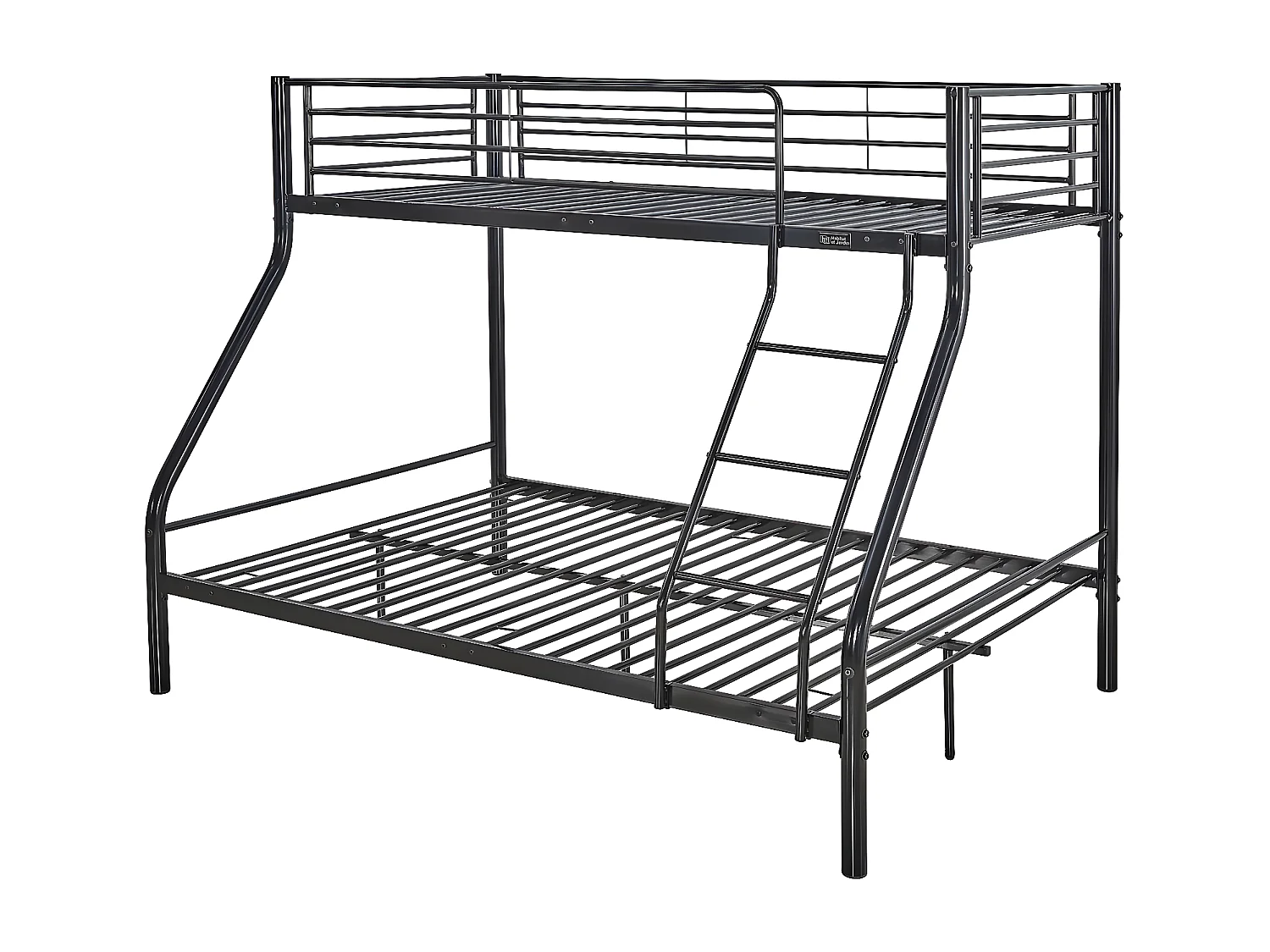 Metalowe łóżko piętrowe „Leo” wraz z podstawami – 90/140 x 190 cm – czarne