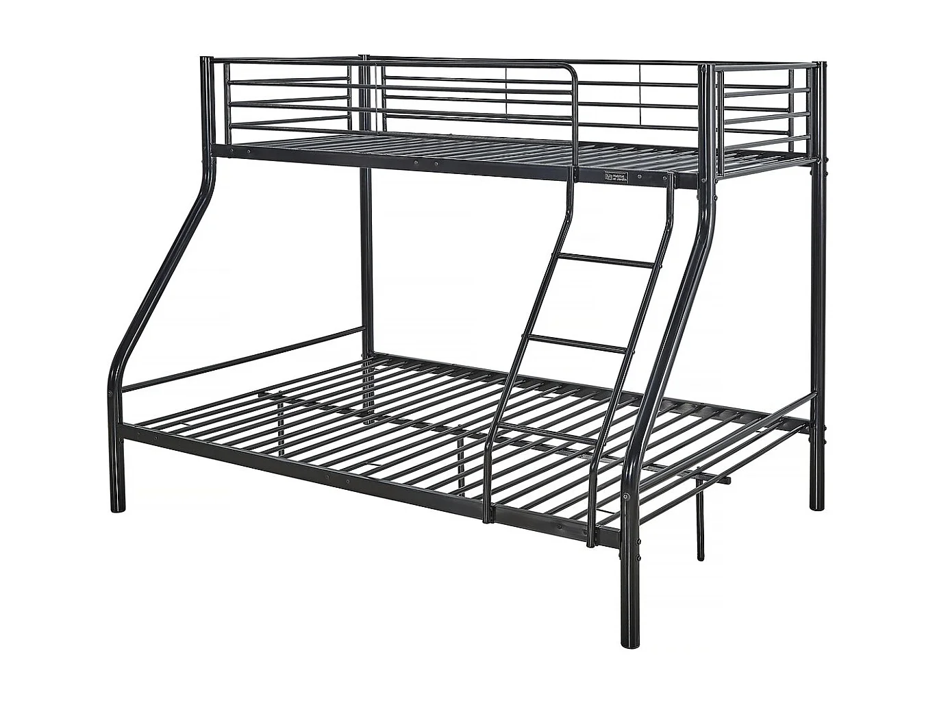 Lit superposé en métal "Leo" Sommiers inclus - 90/140 x 190 cm - Noir