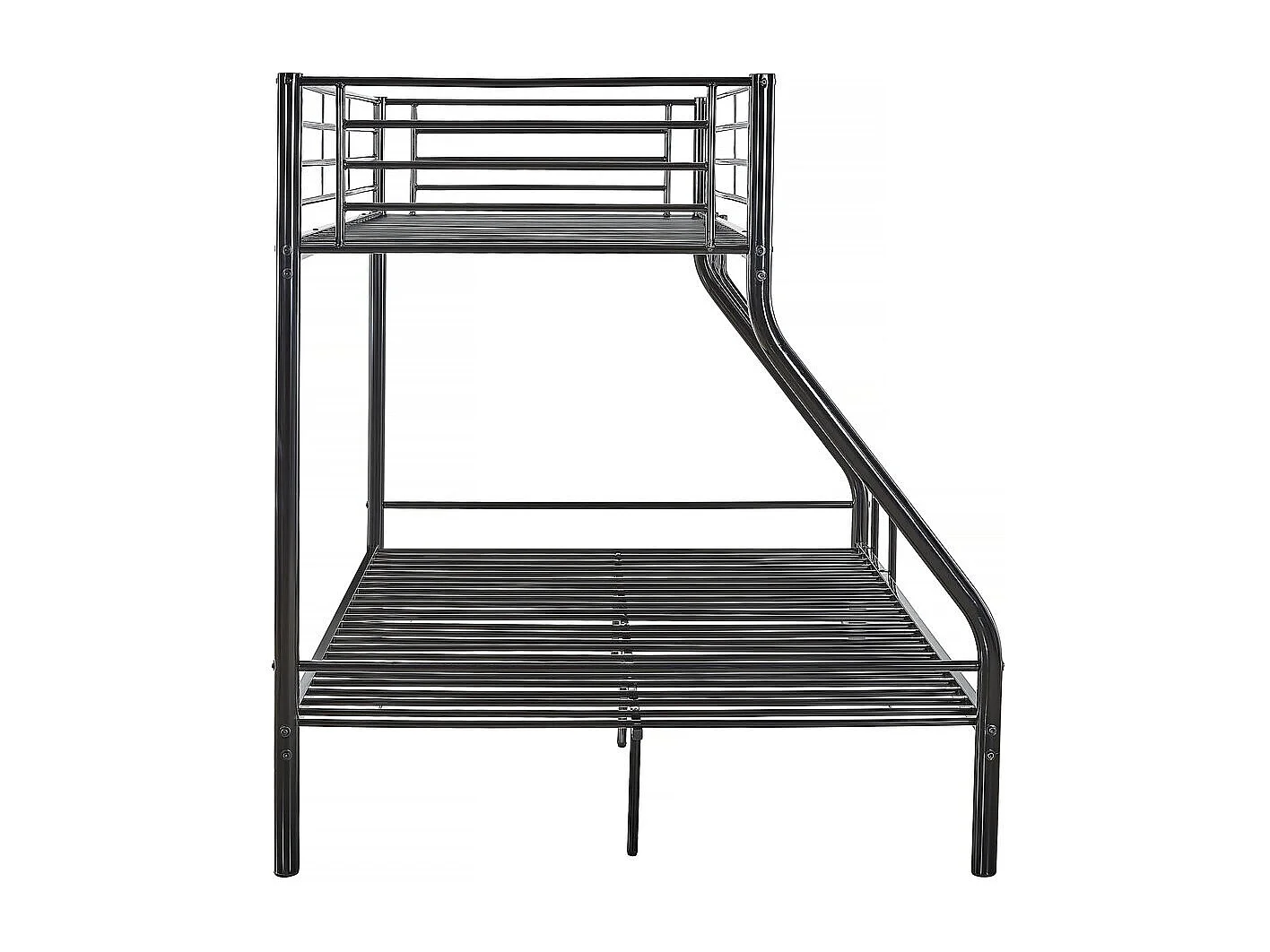 Lit superposé en métal "Leo" Sommiers inclus - 90/140 x 190 cm - Noir