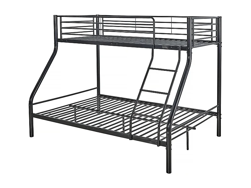 Lit superposé en métal "Leo" Sommiers inclus - 90/140 x 190 cm - Noir