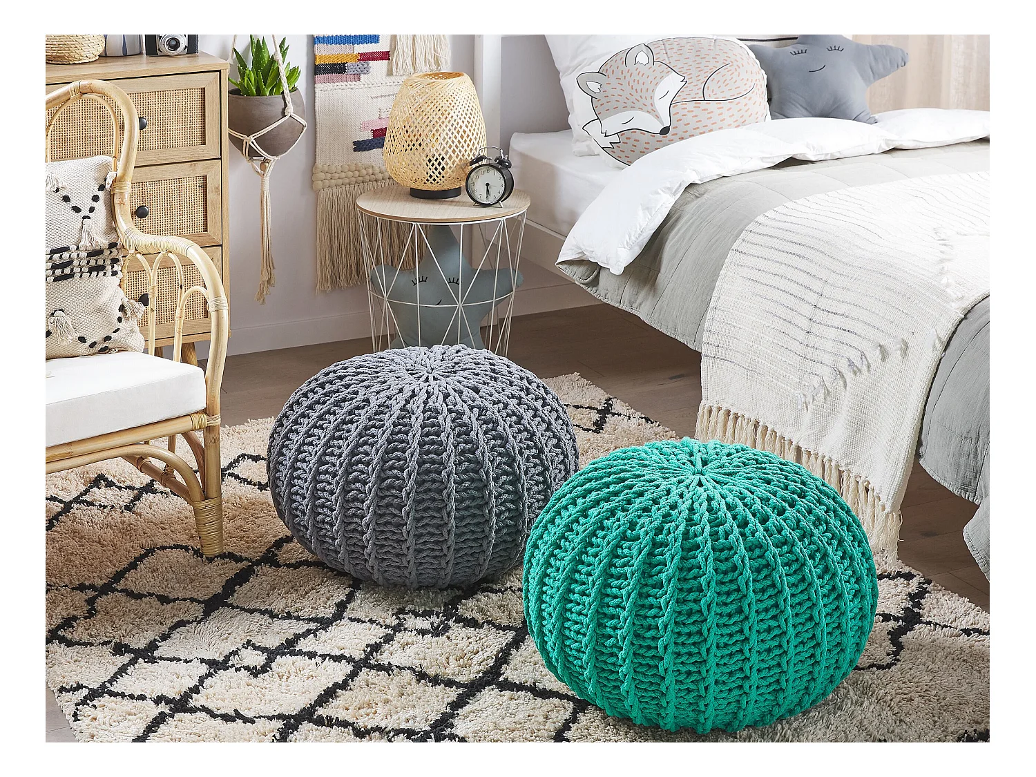 Pouf CONRAD Coton Vert émeraude