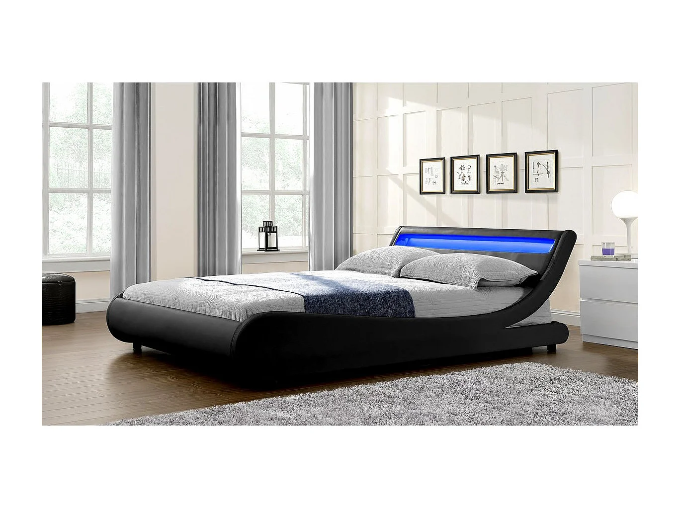 Letto LED "Natacha" - 180 x 200 cm - Nero