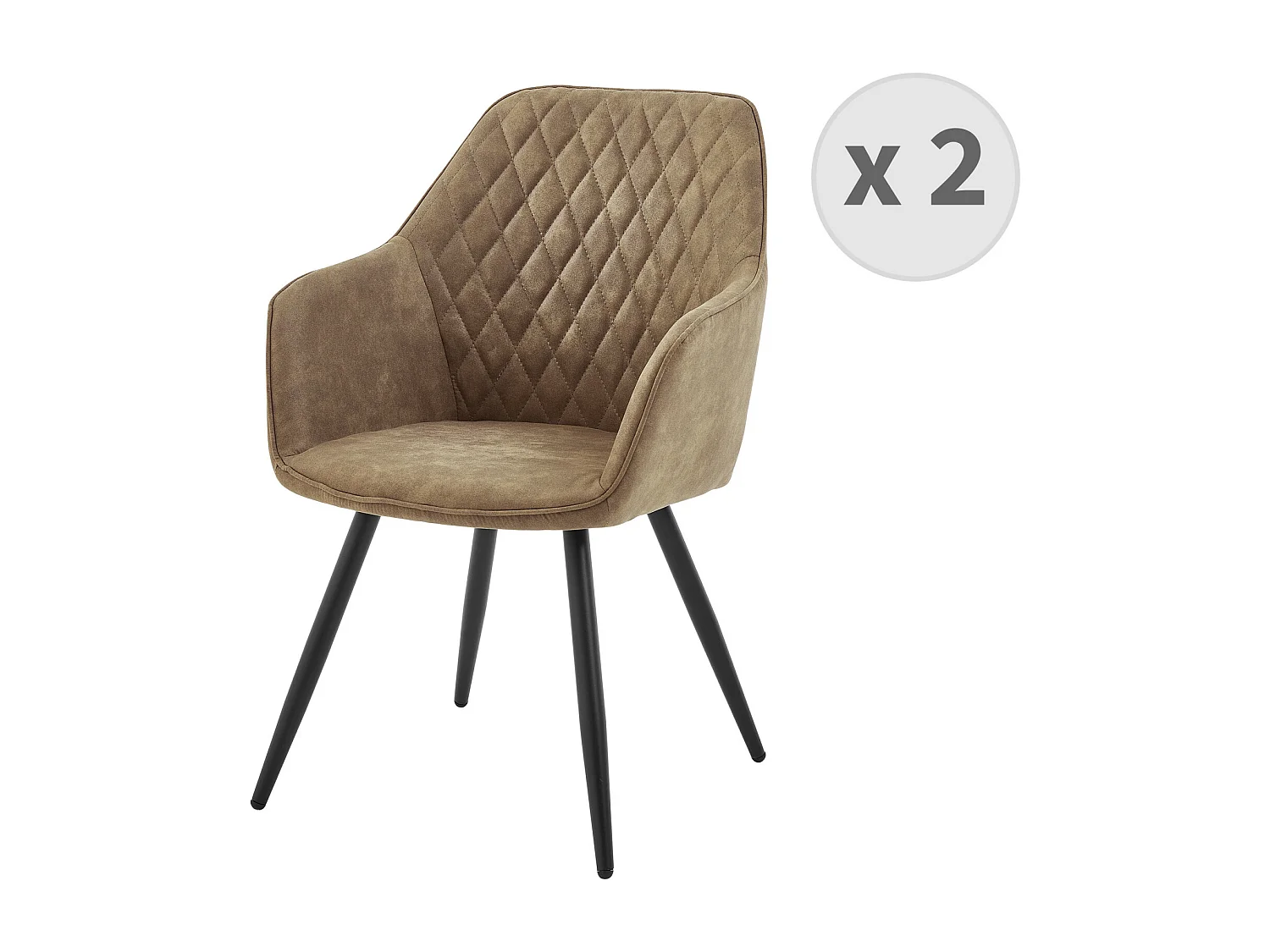 IVY - Fauteuil de table vintage Marron et pieds métal noir (x2)