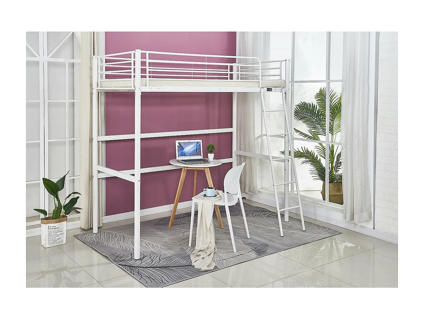 Cama mezanino "Alora" - 90 x 190 cm - Branco