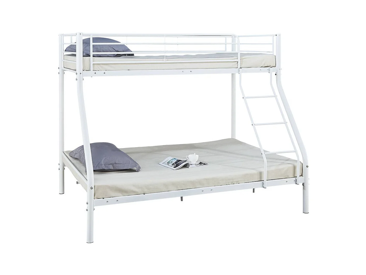 Letto a castello "LEO" - Bianco - Metallo