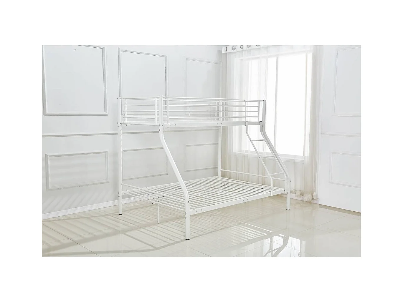 Letto a castello "LEO" - Bianco - Metallo