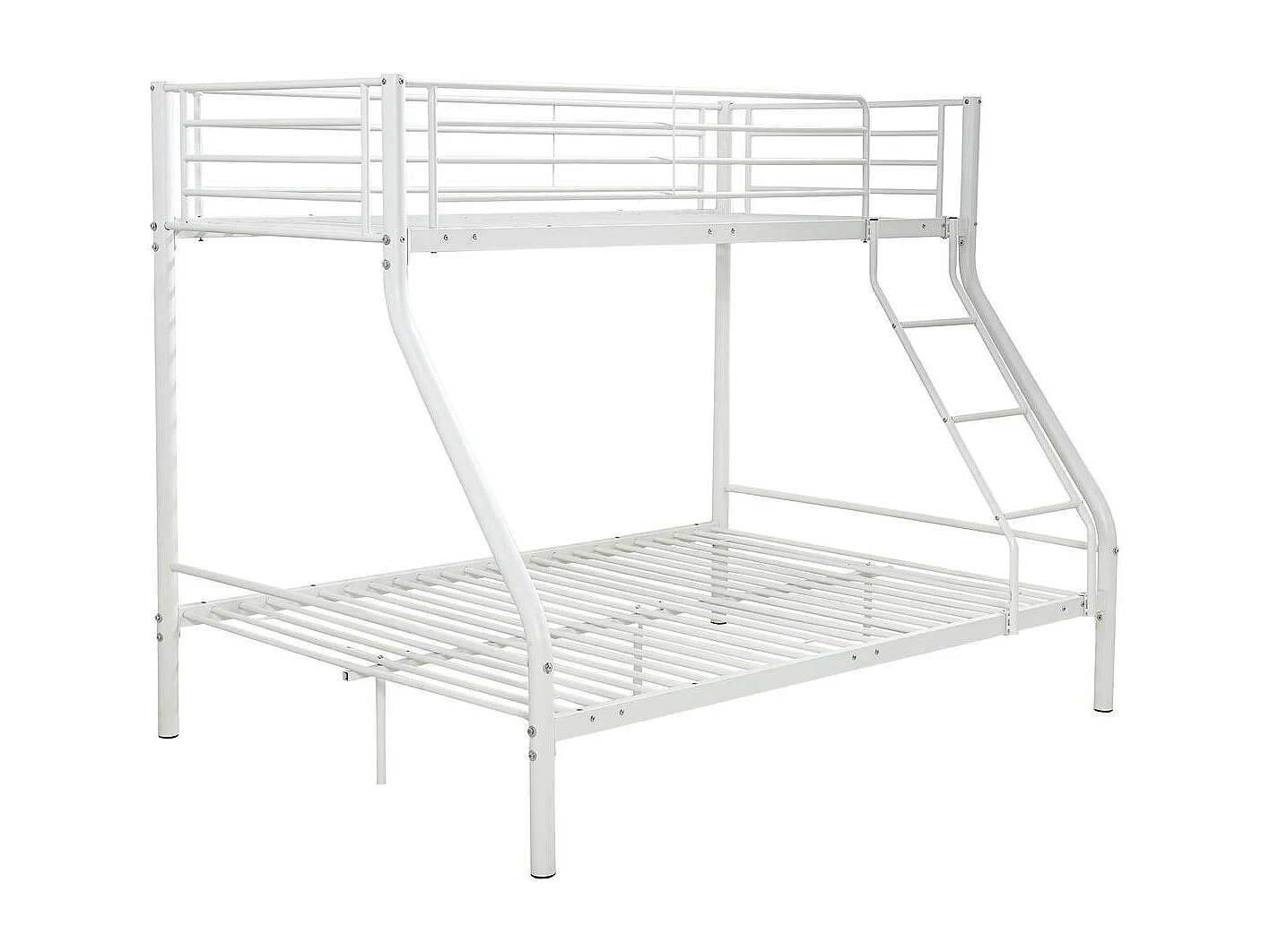 Lit superposé en métal "Leo" Sommiers inclus - 90/140 x 190 cm - Blanc