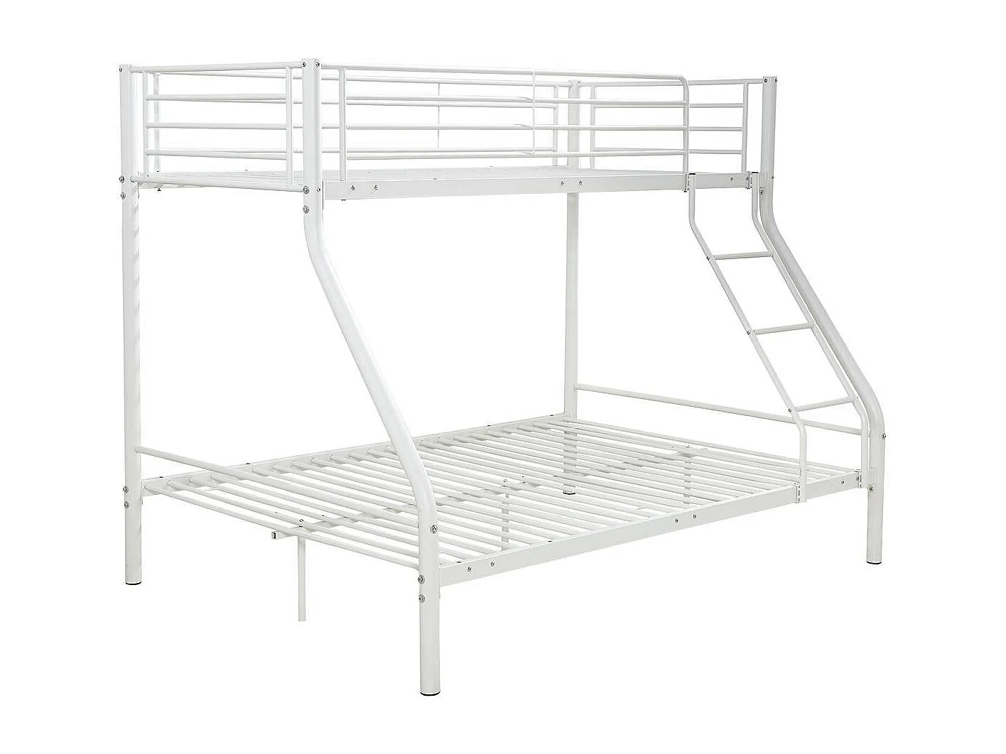 Lit superposé en métal "Leo" Sommiers inclus - 90/140 x 190 cm - Blanc