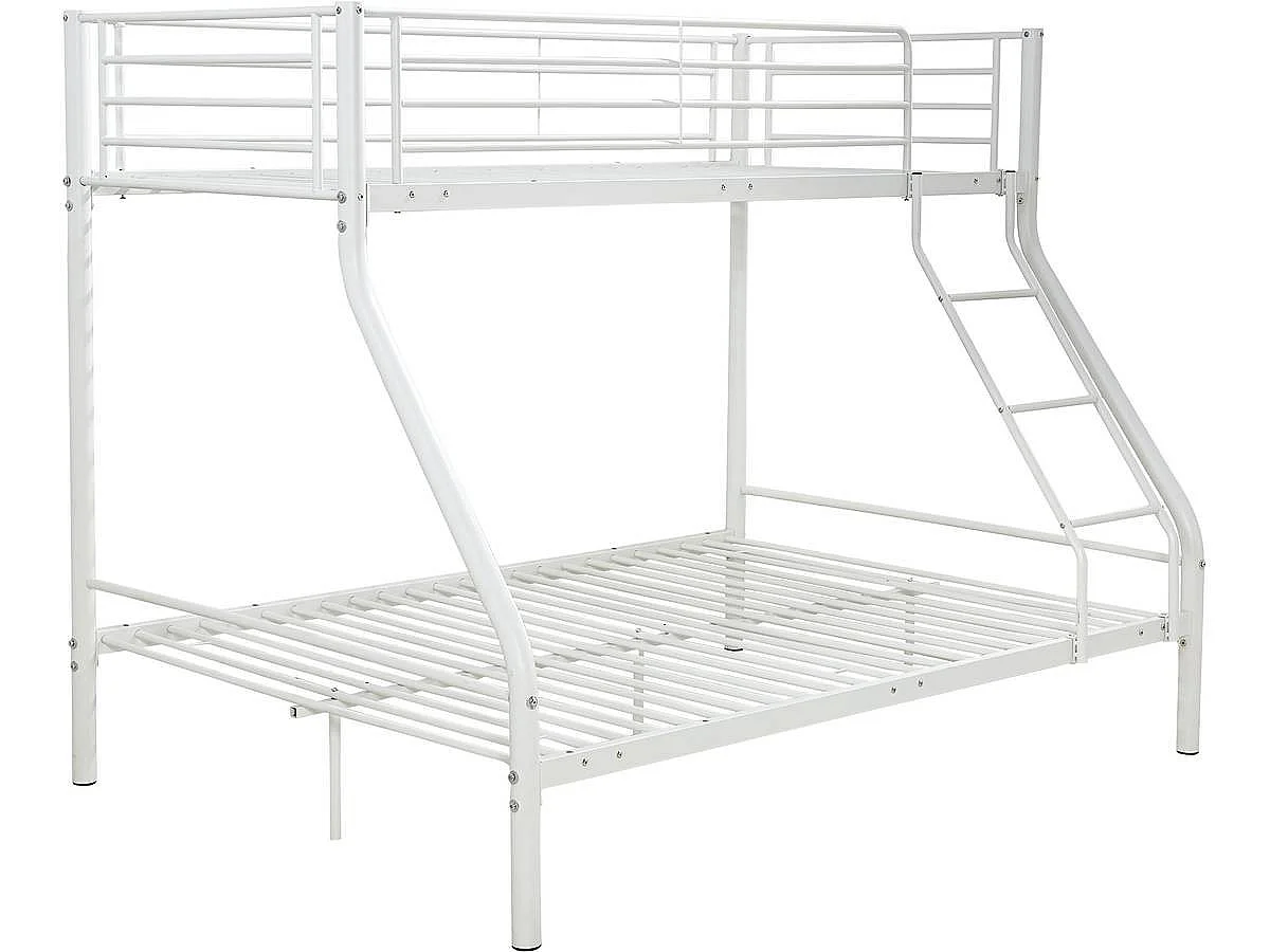 Lit superposé en métal "Leo" Sommiers inclus - 90/140 x 190 cm - Blanc