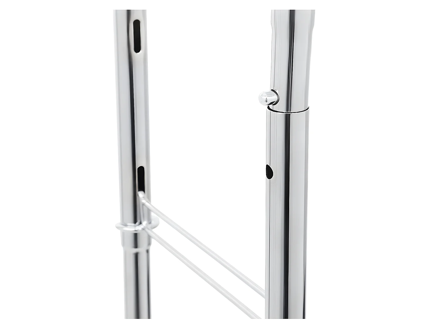 Portant à vêtements penderie métallique charge max 110 kg double barres extensibles hauteur réglable mobile avec roulettes mètal chromé 12_0003662