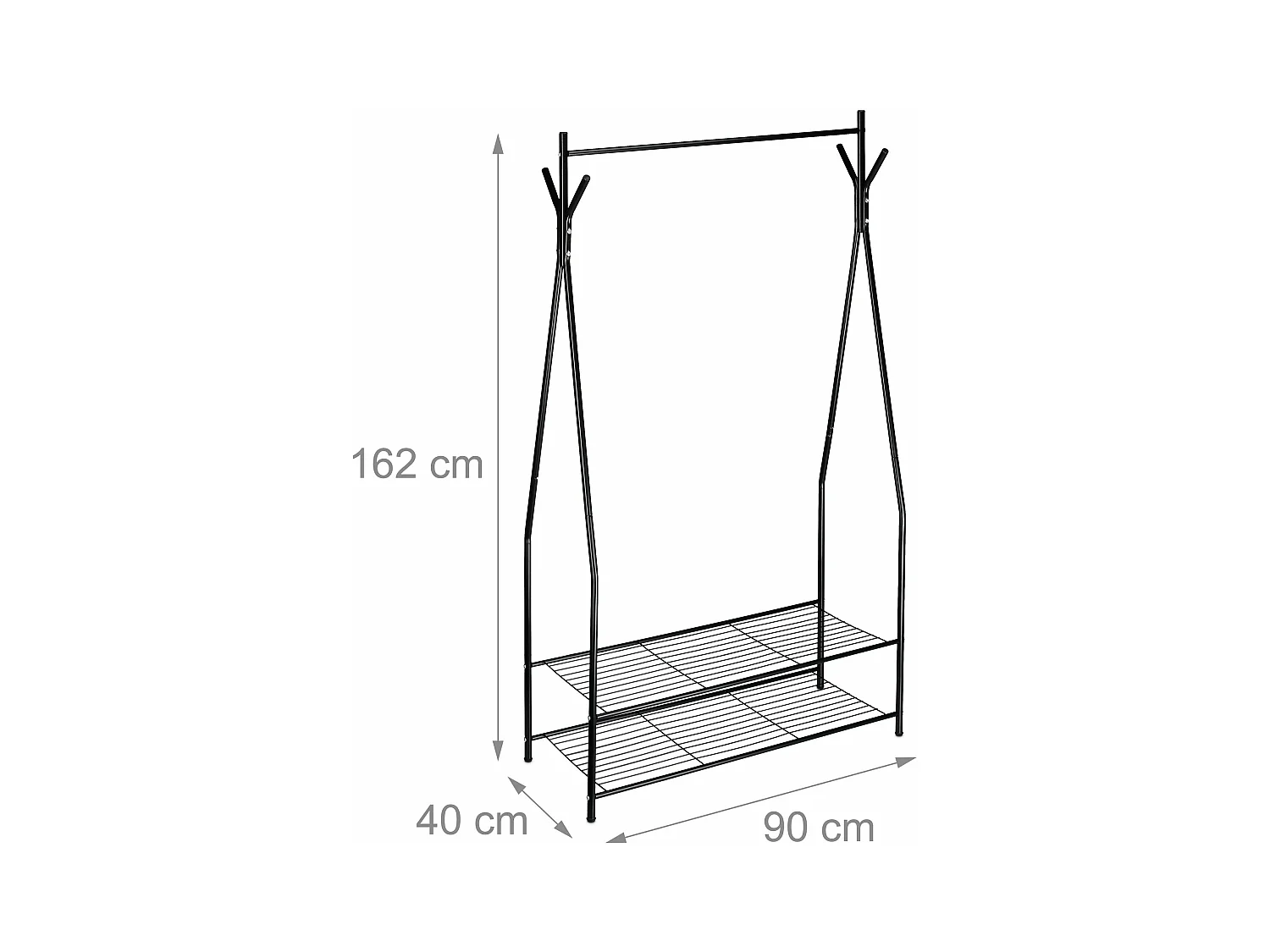 Portant porte vêtements noire 90 x 40 x 162 cm 2013078/2