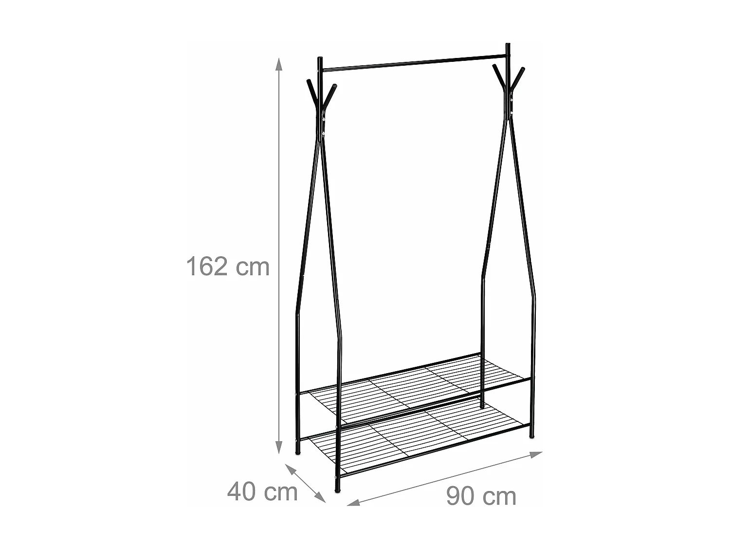 Cabide de armazenamento preto 162 cm 2013078/2