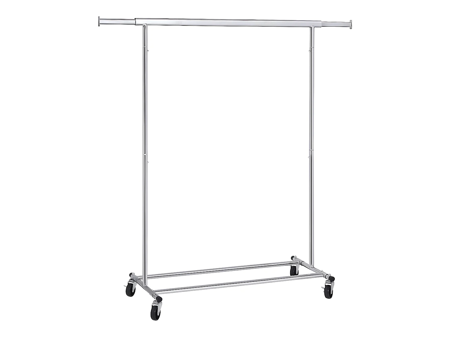 Portant penderie à vêtements charge 90 kg portant à roulettes en métal chromé longueur réglable pliable mobile style industriel 12_0000842