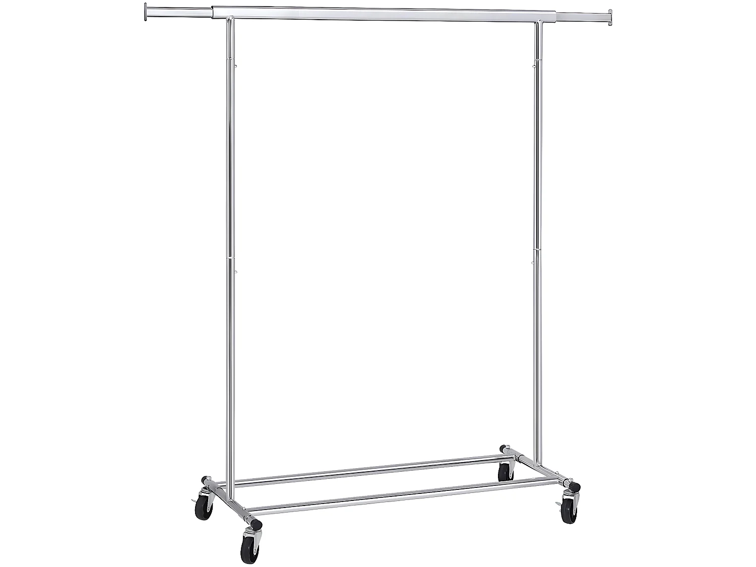 Portant penderie à vêtements charge 90 kg portant à roulettes en métal chromé longueur réglable pliable mobile style industriel 12_0000842