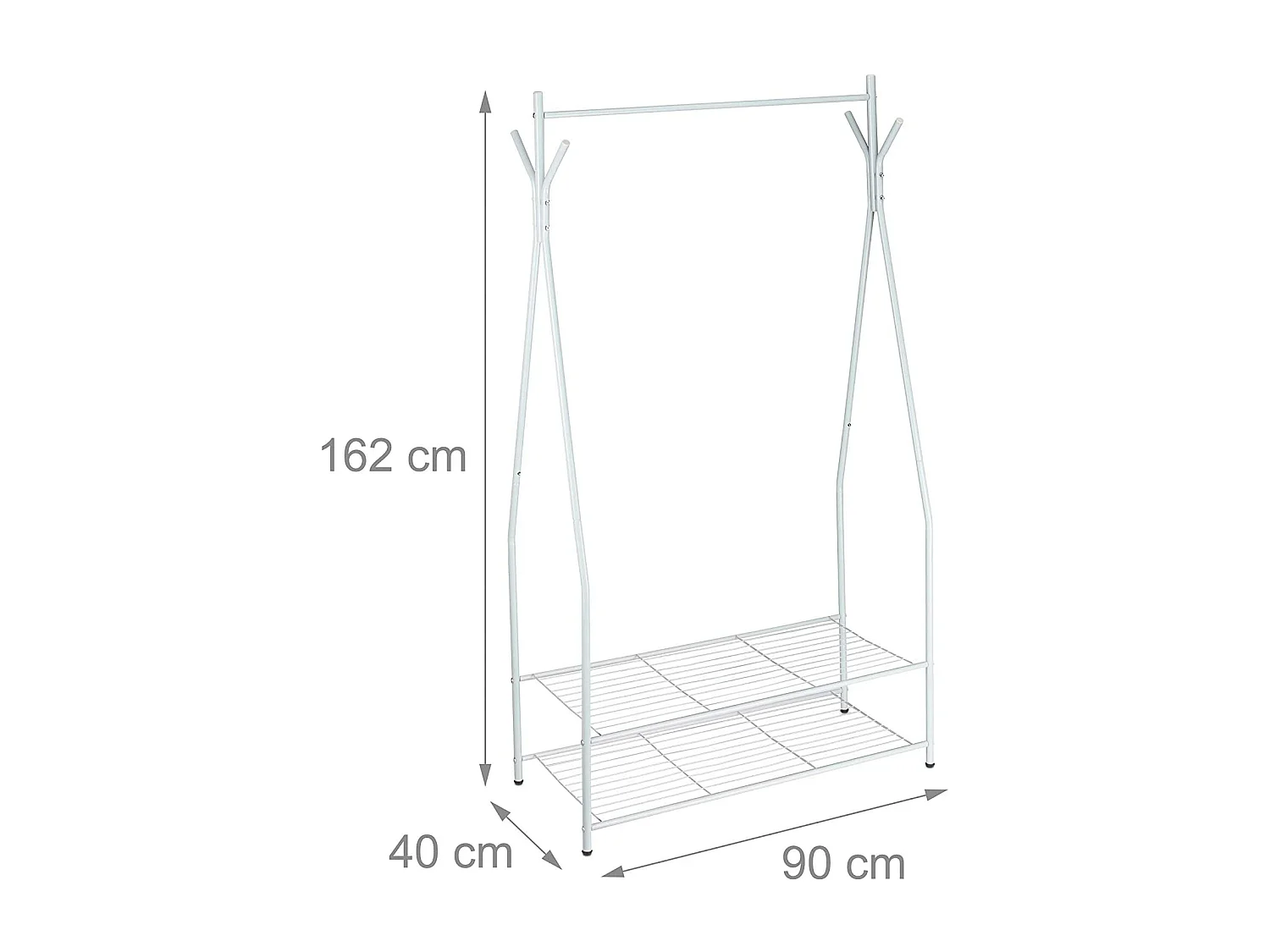 Portant à vêtements tringle métal blanche 90 x 40 x 162 cm 13_0002133_2