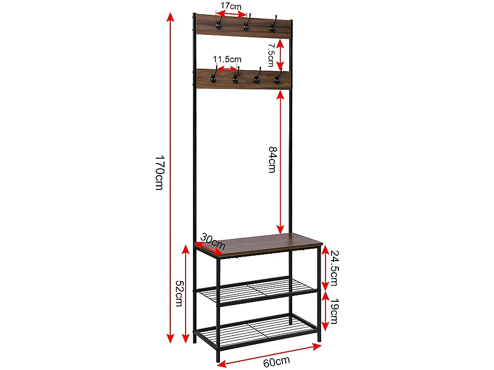 Portant en métal avec métal marron 60 x 30 x 170 cm 19_0000080