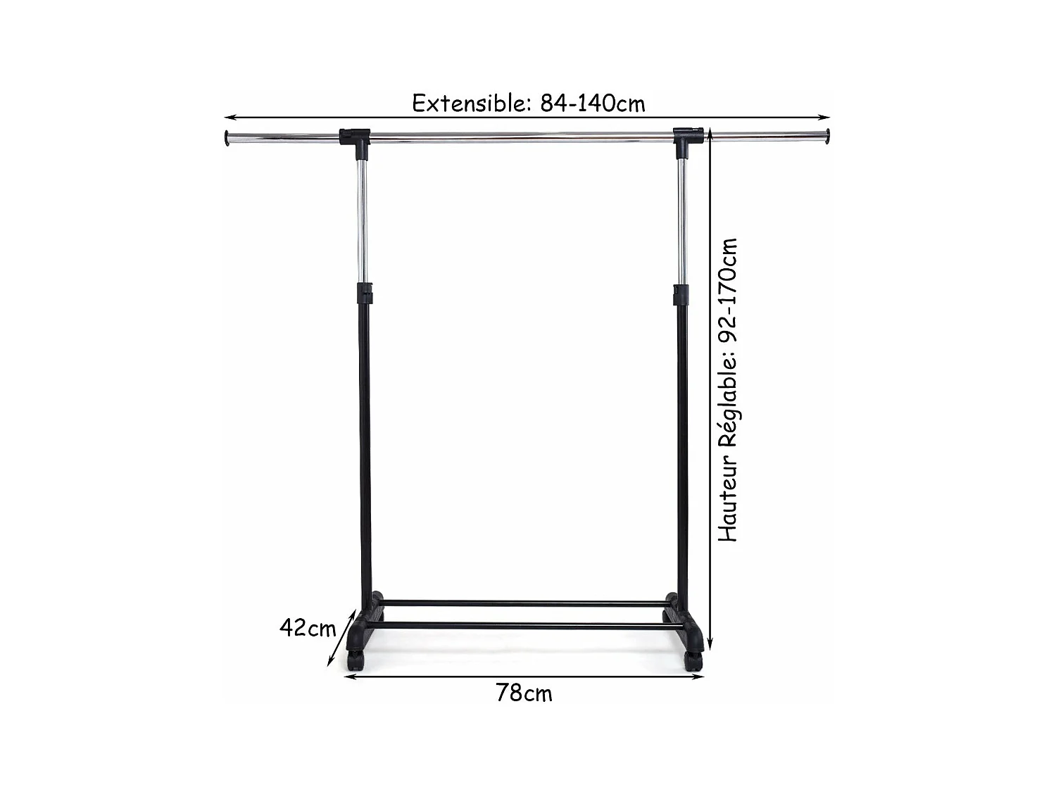 Portant penderie à vêtements argenté 140 x 42 x 170 cm 20_0000975