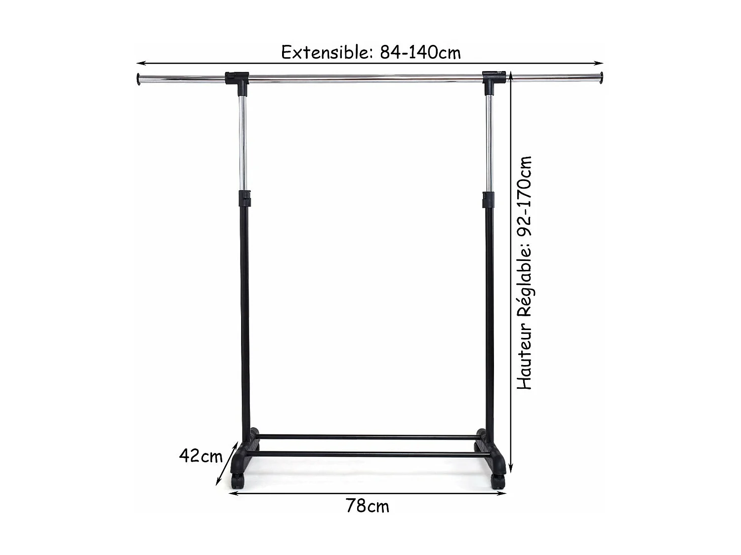 Portant penderie à vêtements argenté 140 x 42 x 170 cm 20_0000975
