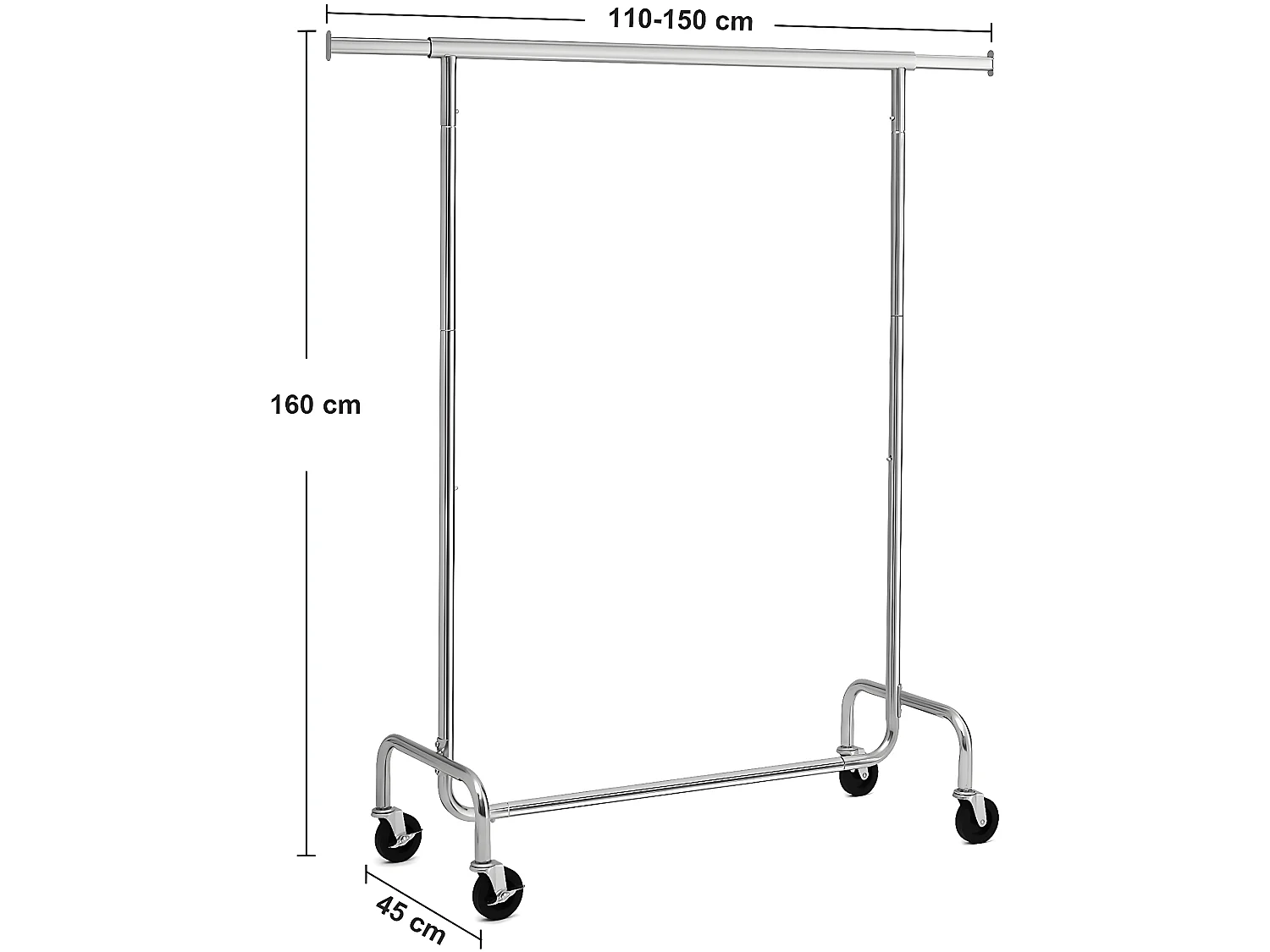 Portant vêtements télescopique réglable charge 130 kg métal chromé 12_0000844