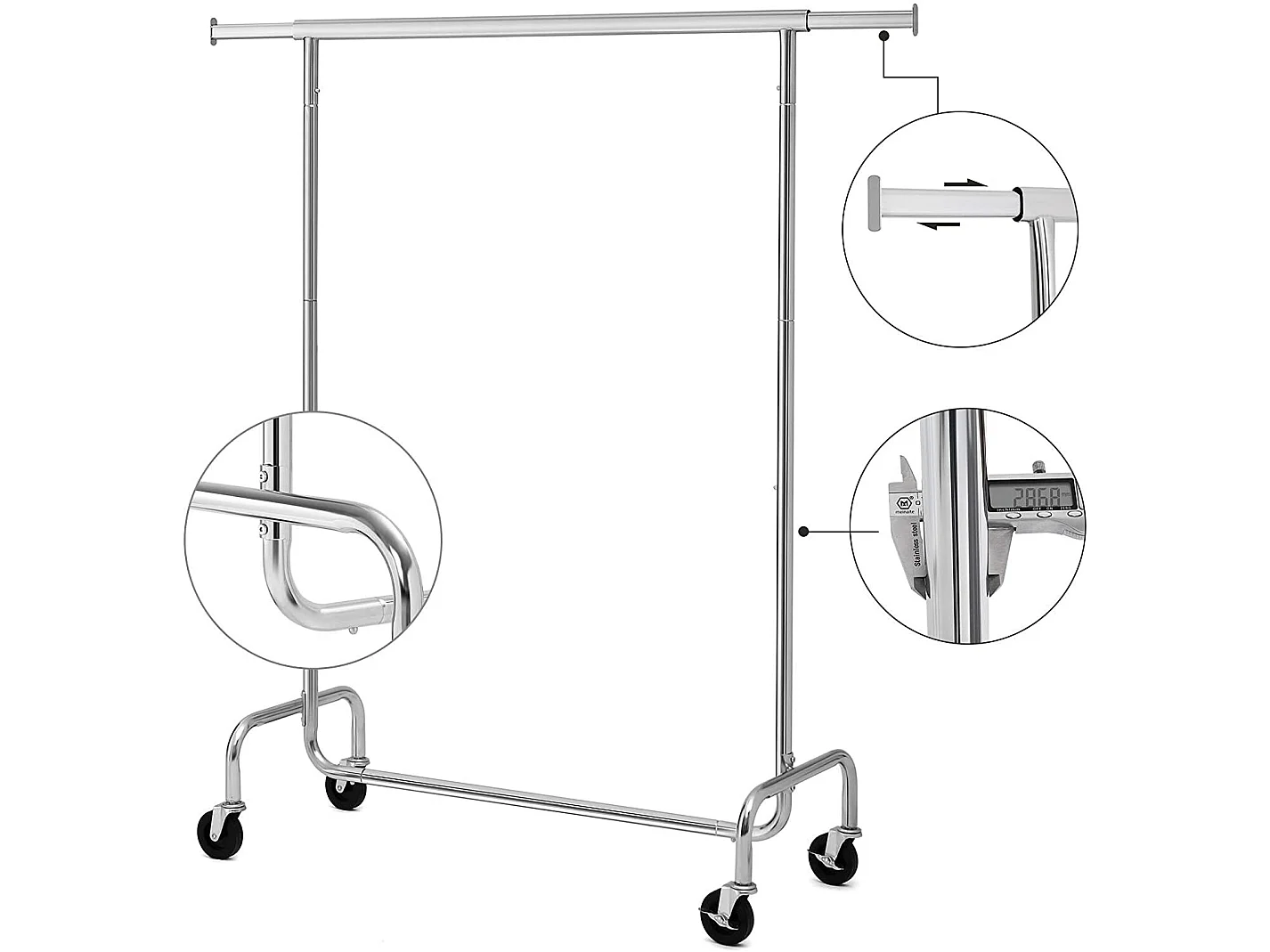Portant vêtements télescopique réglable charge 130 kg métal chromé 12_0000844
