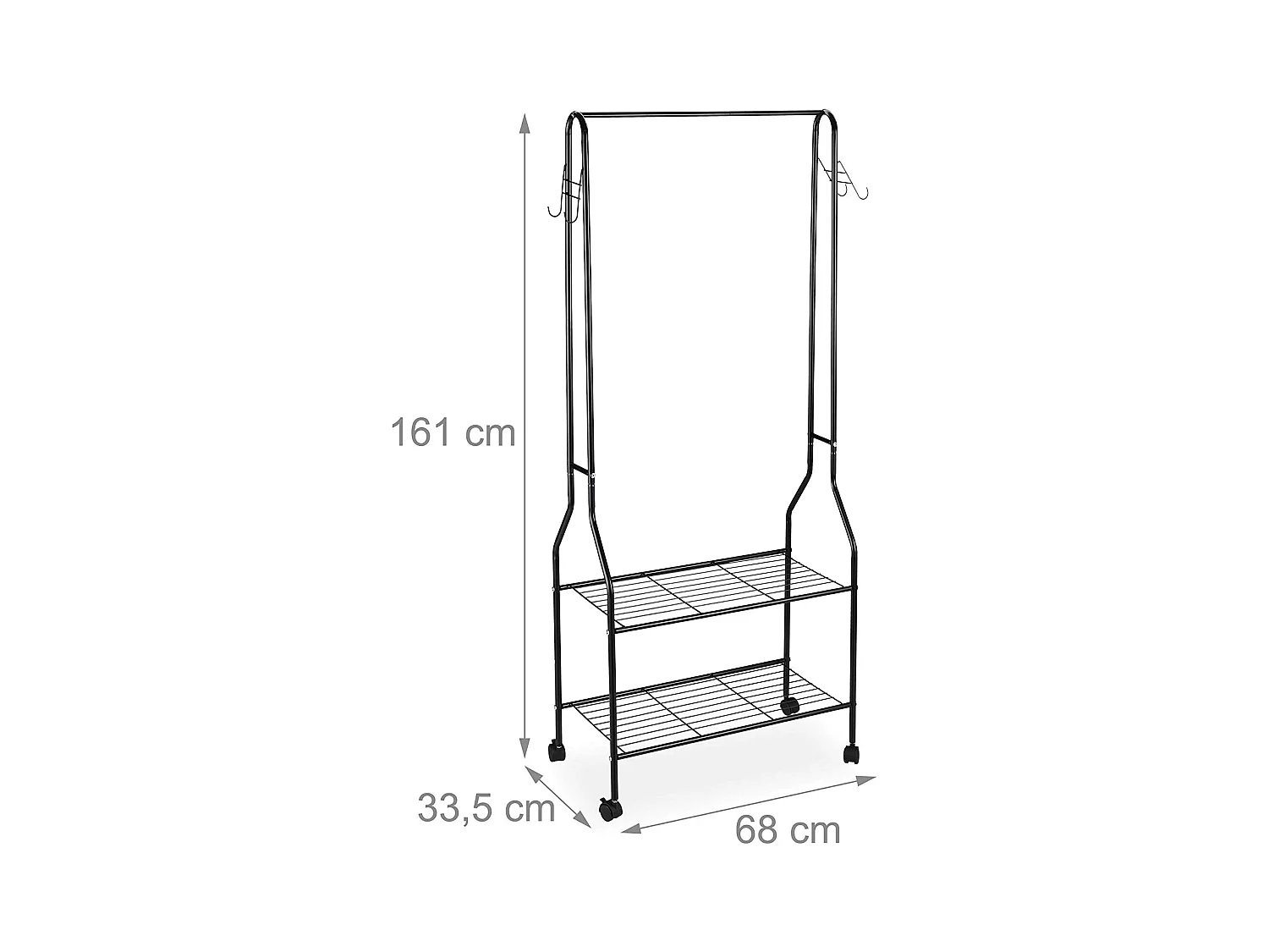 Penderie garde-robe portant à noire 68 x 33.5 x 161 cm 13_0001956